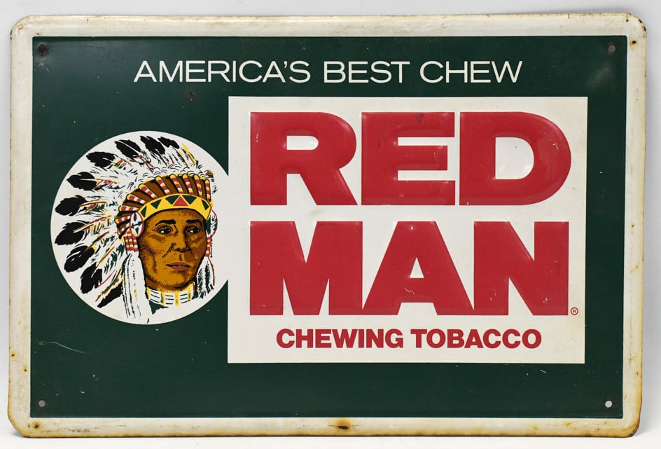 Vintage SST Red Man Chewing Tobacco Sign (1 of 5)
