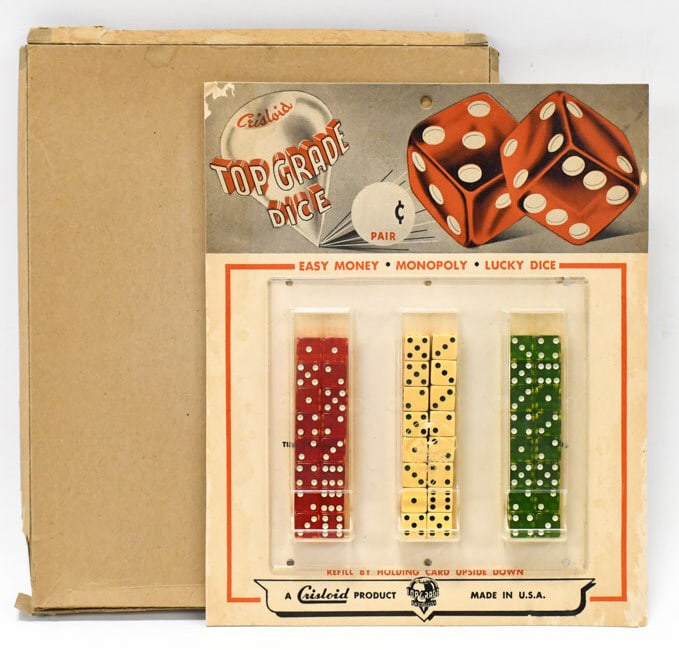 Vintage NOS Crisloid Top Grade Dice Store Display (1 of 8)