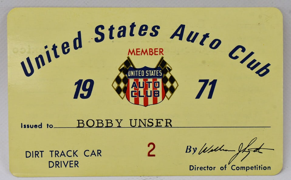 Unser's United States Auto Club Driver License (1 of 2)