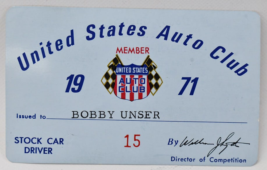 Unser's 1971 USAC Stock Car Driver License (1 of 2)