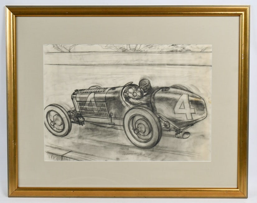 Leon Duray #4 Racer Sketch by R.E. Weaver (1 of 9)