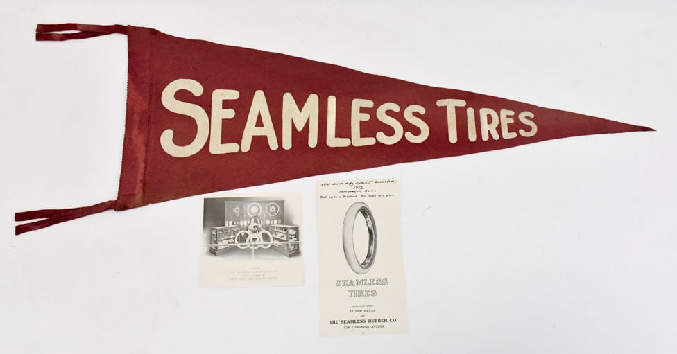 Early 1900s Seamless Auto Tires Pennant & More (1 of 10)