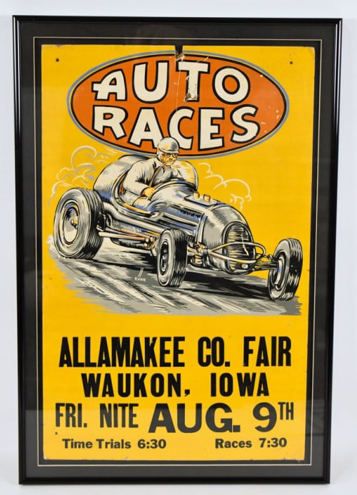 Vintage Allamakee Co. Fair Auto Races Poster (1 of 5)