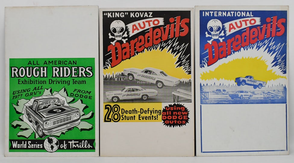 (3) Vintage NOS Auto Daredevil Thrill Show Posters (1 of 20)