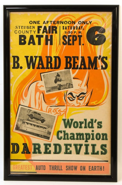 Vintage Ward Beams Daredevil Auto Thrill Show Sign (1 of 7)