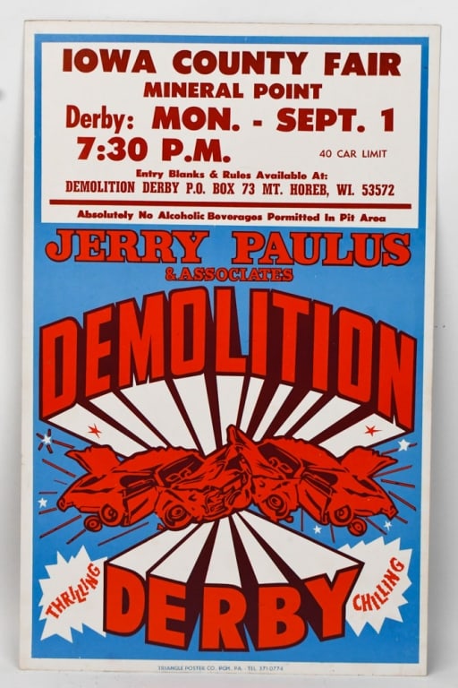 Vintage Iowa County Fair Demolition Derby Poster (1 of 7)