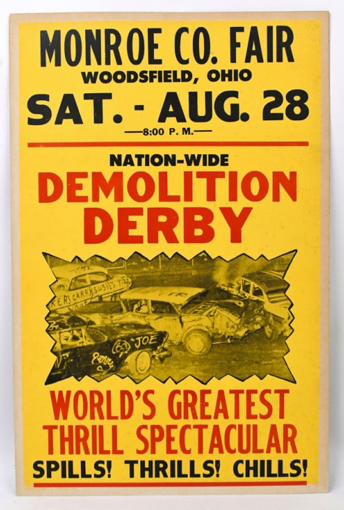 Vintage Monroe Co. Fair Demolition Derby Poster (1 of 7)