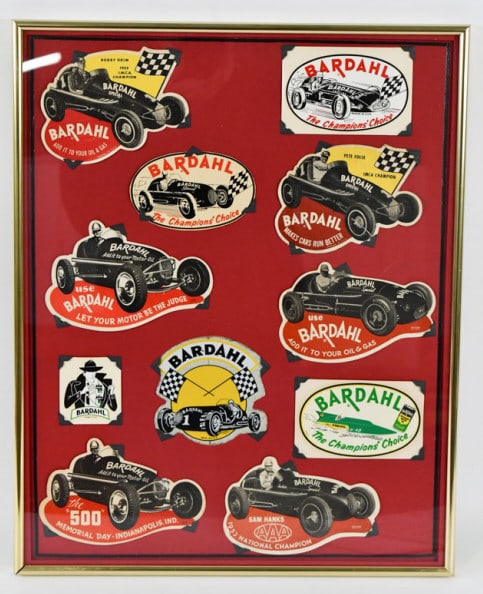 Vintage 1950s Bardahl Racing Framed Decals (1 of 6)