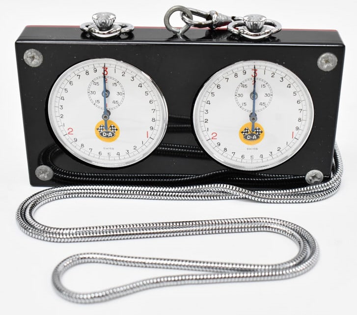 DA Lubricant Indianapolis Motor Speedway Stopwatch: D-A Lubricant was a primary sponsor for four years, 1955-1958, at the Indianapolis Motor Speedway with a best finish of 6th in 1956 with Bob Swiekert. DA didn't leave the sport they began to be involv