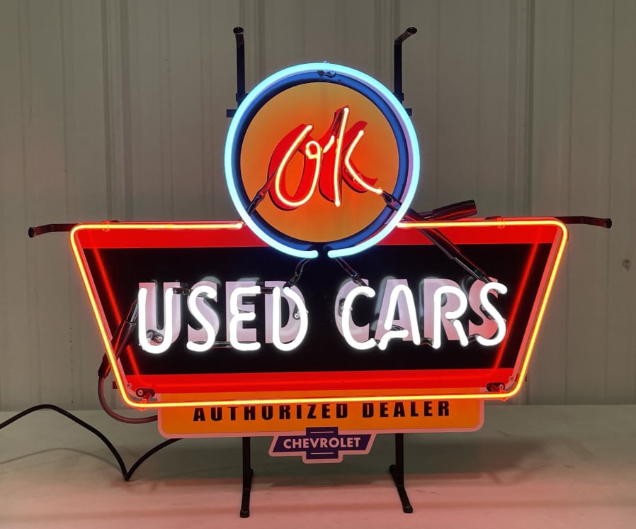 Chevrolet OK Used Cars 3-Color Modern Neon Sign (1 of 3)