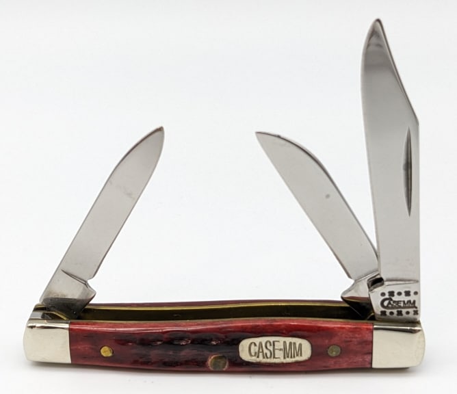 2000 Case XX Millennium Red Bone Small Stockman: 2000 Case XX Millennium Red Bone Small Stockman 6333. Knife is numbered 174 of 500 and is in like new condition. Knife measures 2-3/4in when closed.