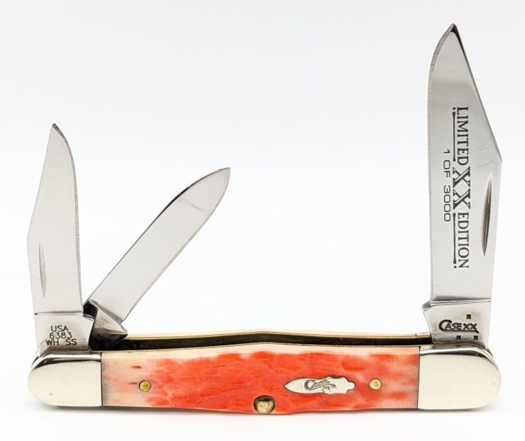 Ltd 2007 Case XX Salmon Bone Whittler Knife 6383: Ltd 2007 Case XX Salmon Bone Whittler Knife 6383. Knife is one of 1 of 3000 and is in like new condition with light wear from handling. Overall measures 3-5/8in when closed.