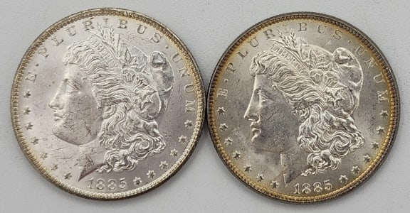 (2) 1885 O&P Morgan Silver Dollar (1 of 2)