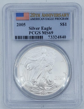2005 American Silver Eagle PCGS MS69 (1 of 2)