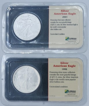 2001 & 1995  UNC Silver American Eagle (1 of 2)