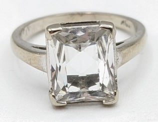 Ladies 10K White Gold White Sapphire Cocktail Ring (1 of 4)