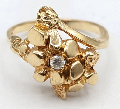 Ladies 14K Yellow Gold Nugget Cocktail Ring (1 of 4)