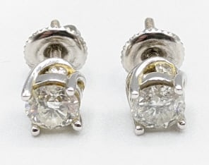 14K White Gold 1.00 CTTW Diamond Stud Earrings (1 of 4)