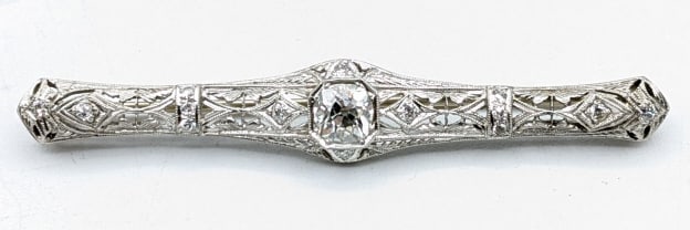 Art Deco 18K White Gold Diamond Pin (1 of 3)