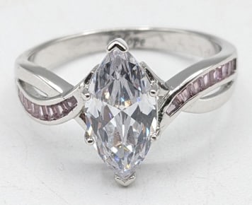 Ladies Sterling Silver White & Pink Sapphire Ring (1 of 4)