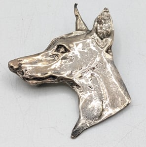 Custom Made Sterling Silver Dobermann Pin (1 of 3)