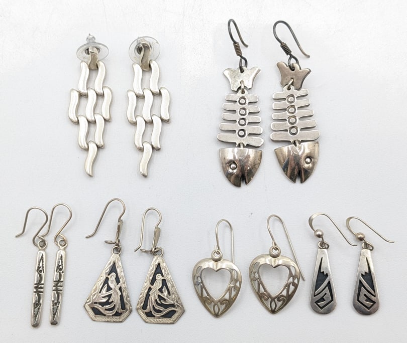 Lot Of Six Pairs Of Sterling Silver Earrings (1 of 5)