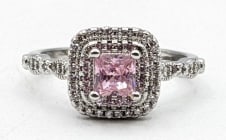 Ladies Sterling Pink & White Sapphire Ring (1 of 4)
