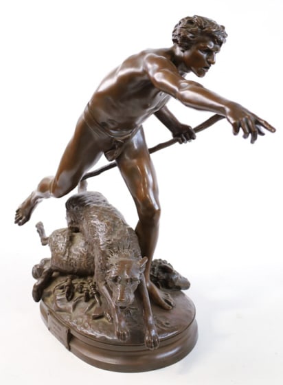 Bronze Sculpture "Au Loop" By Louis Auguste Miolin (1 of 13)