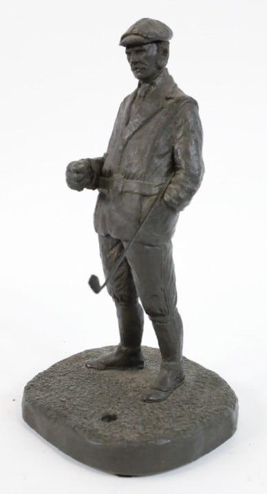 Michael Garman "Bogie" Golf Sculpture: Michael Garman bronzetone golf sculpture titled "Bogie". The piece has great detail and measures approximately 9" tall. Nice condition.