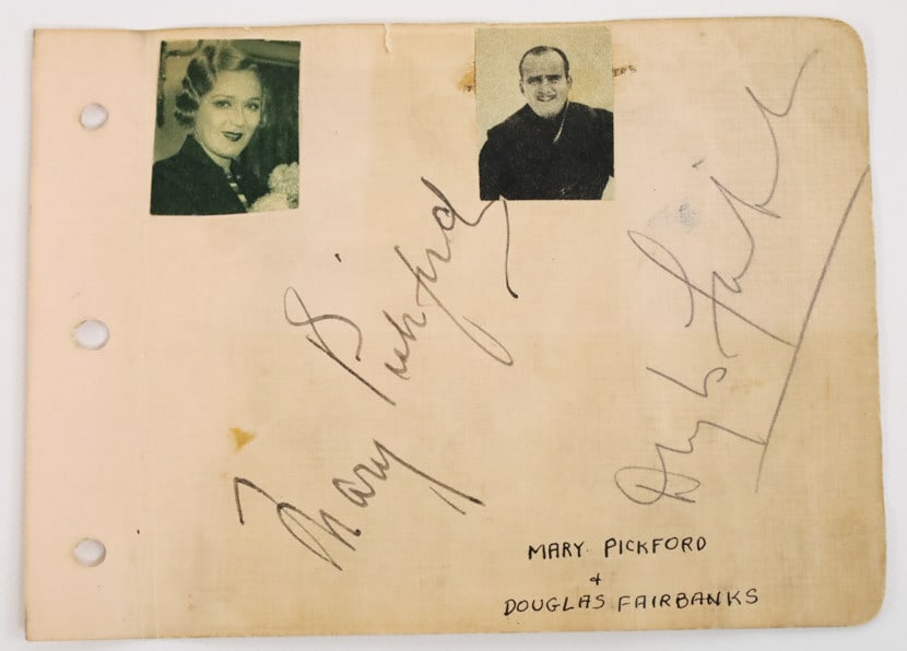 Mary Pickford & Douglas Fairbanks Signed Page (1 of 5)
