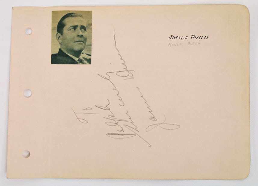 James Dunn Signed Autograph Book Page (1 of 4)