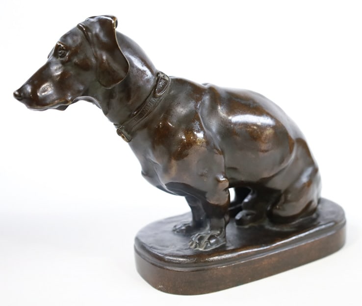 Antique Bronze Dachshund Sculpture By M. Neumark (1 of 7)