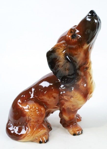 Large Goebel Porcelain Dachshund Figurine: Large vintage Goebel West Germany porcelain figurine featuring a sitting Dachshund. Great quality and detail. Marked on the base. Measures approximately 11-1/4" tall x 9" across x 5-1/4" deep.