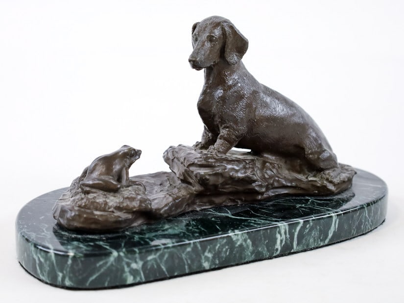 Baldwin Frog & Dachshund Bronze Sculpture (1 of 8)