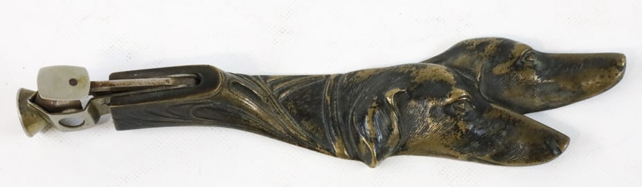 Antique Bronze Two Dachshund Head Cigar Cutter (1 of 6)