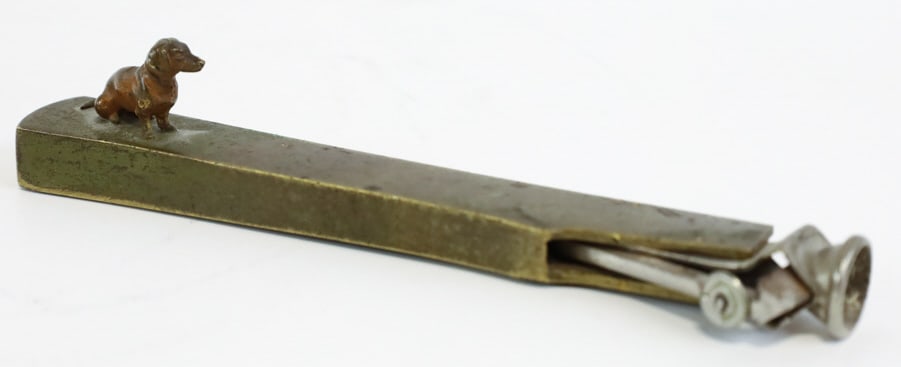 Antique Bronze Figural Dachshund Cigar Cutter (1 of 6)