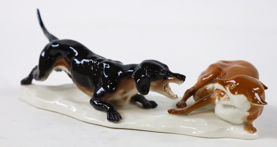 Rare Nymphenburg Dachshund Fighting Fox Figurine (1 of 10)