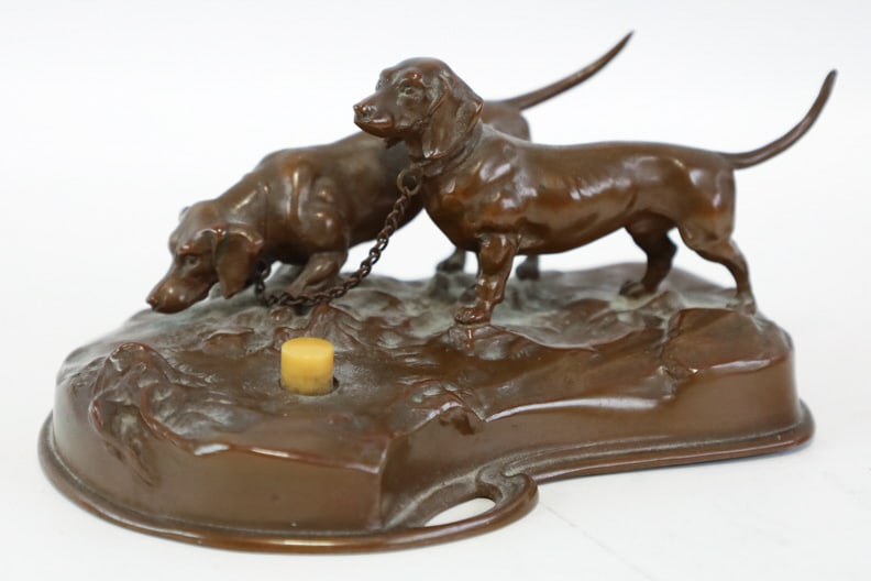 Antique Bronze Dachshunds Desk Buzzer (1 of 7)
