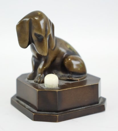 Antique Bronze Sitting Dachshund Desk Buzzer (1 of 5)