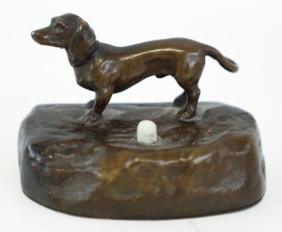 Antique Bronze Standing Dachshund Desk Buzzer (1 of 5)