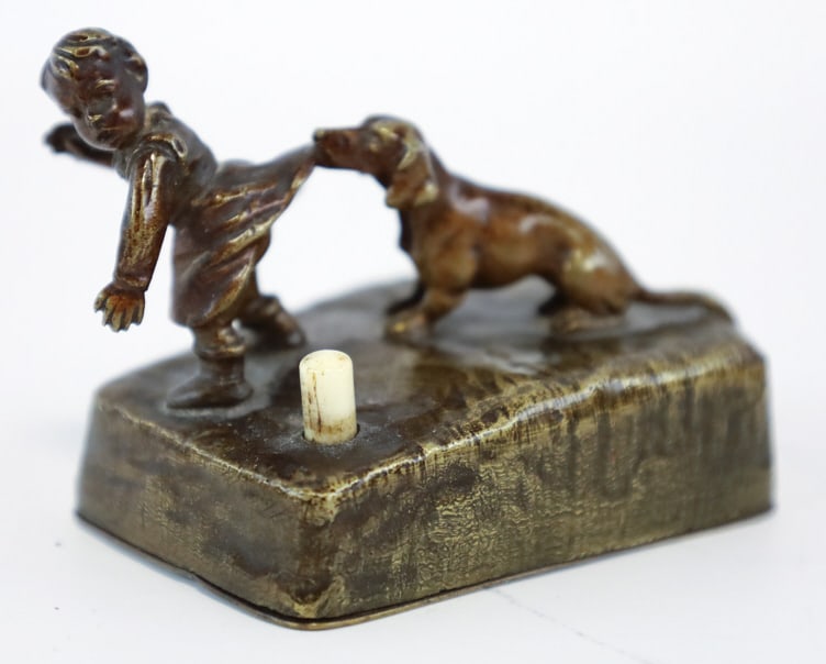 Antique Bronze Finish Dachshund Desk Buzzer (1 of 6)