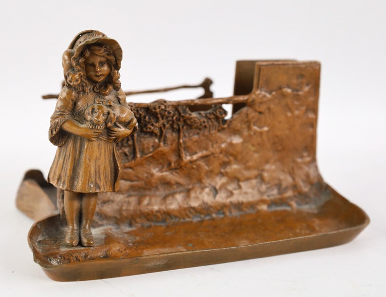 Vienna Bronze Figural Desk Dachshund Ashtray (1 of 7)