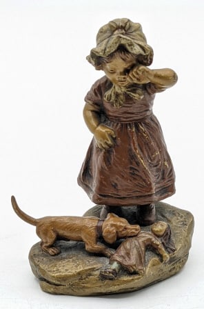 Bergmann Vienna Bronze Girl & Dachshund Statue (1 of 4)