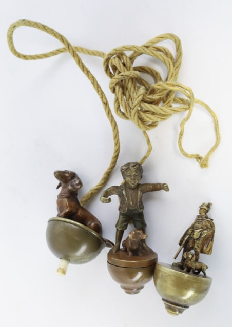 Three Antique Bronze Dachshund Butler Buzzers (1 of 4)