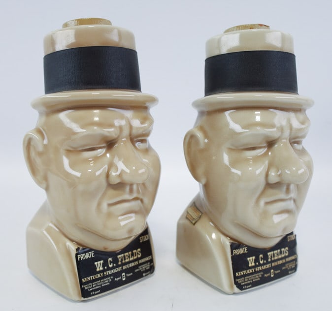 (2)  W.C. Fields Whiskey Figural Pottery Bottles (1 of 8)
