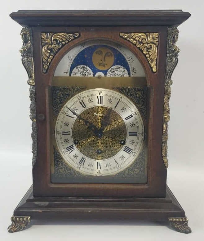 Vintage German "Rivera" Moonphase Mantle Clock (1 of 9)