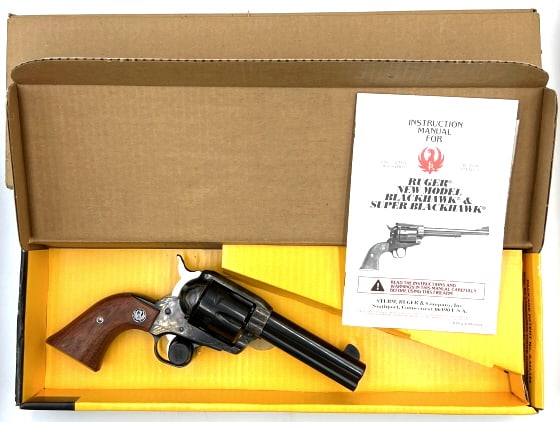 Ruger Vaquero 44-40 Win. Six-Shot Revolver in Box: Ruger Vaquero 44-40 Win. Six-Shot Revolver in Box. This Ruger Vaquero is in very nice used condition. The Ruger revolver has a 4 5/8 inch barrel and has a case hardened frame. .Revolver comes in the o