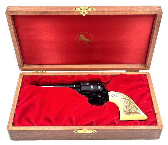 Colt Frontier Scout 62 .22 LR 6-Shot Revolver: Colt Frontier Scout 62 .22 LR 6-Shot Revolver. This Colt Frontier Scout is in very nice used condition. The Colt has a 4 3/4 inch barrel and a very clean bore. This Colt comes in an attractive wood pr