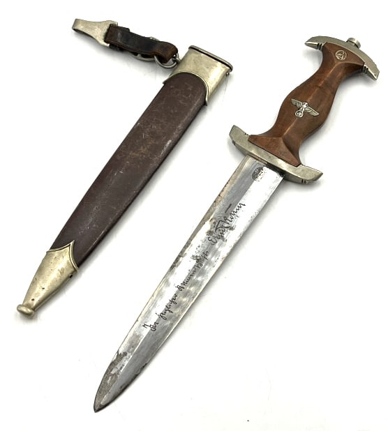 WW II German SA Full Rohm Dagger: WW II German SA Full Rohm Dagger. This WW II German SA Dagger is in very nice used condition. Dagger is marked Carl Eickhorn Solingen. Cross gaurd is group marked with B. Blade measures 8.5 inches lon