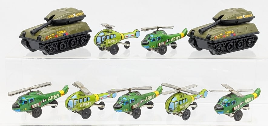 Japan Tin Friction Army Helicopters & Tanks (1 of 5)